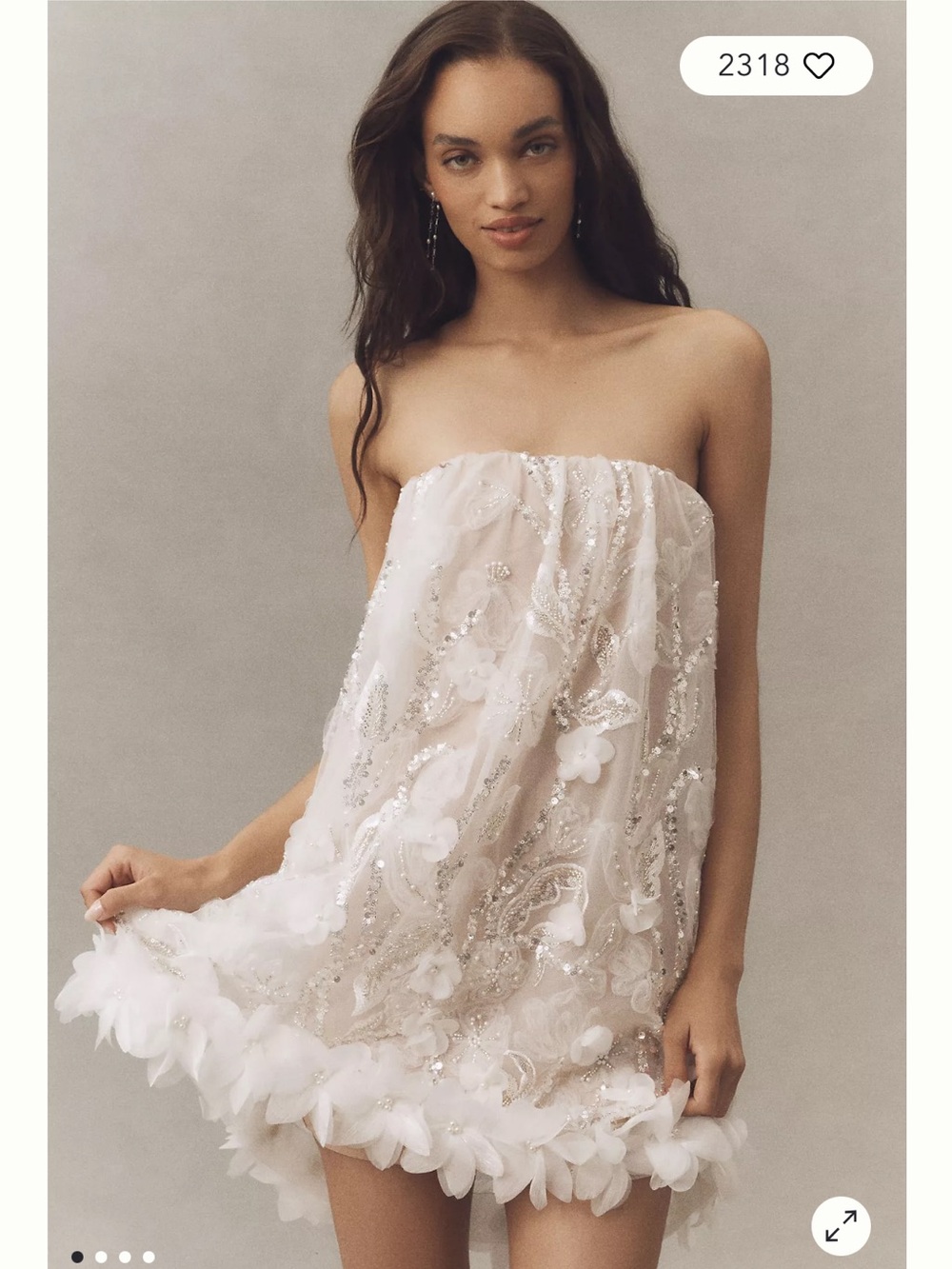 helsi stevie white 3d floral applique feather beaded mini bridal dress size XS